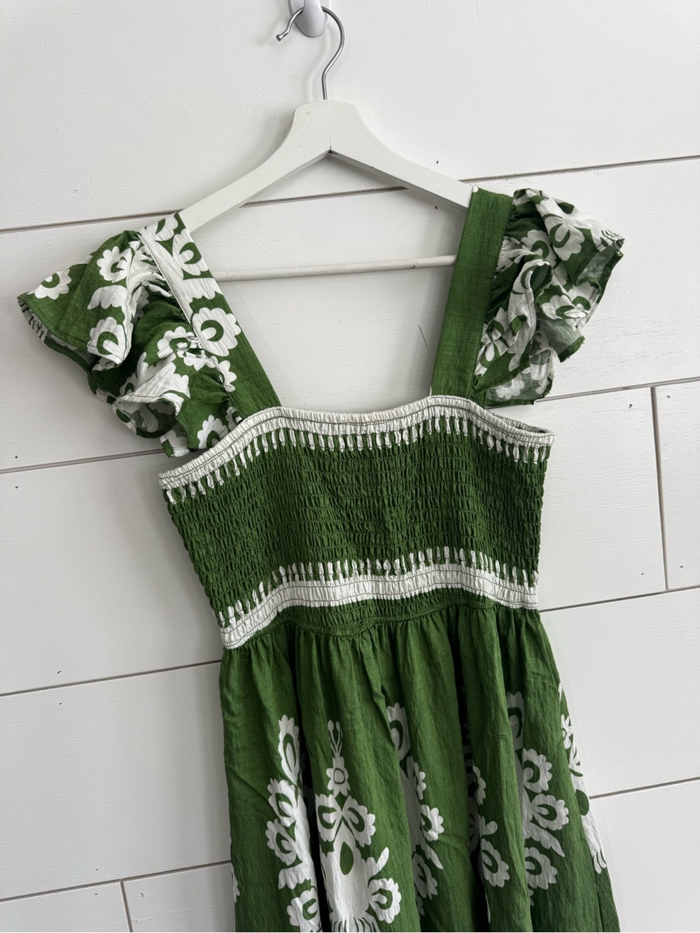 Penelope Rose Green Floral Smocked Top Maxi Dress Size Large - Picture 3 of 10